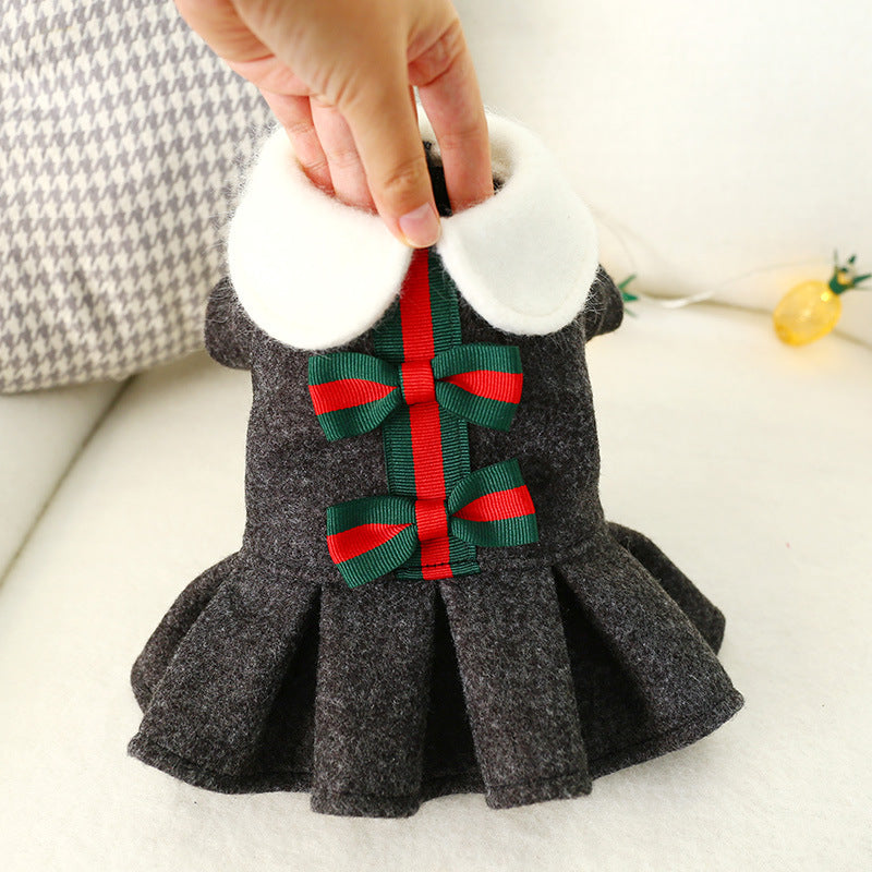 Plaid Wool Skirt with Bow for Dogs