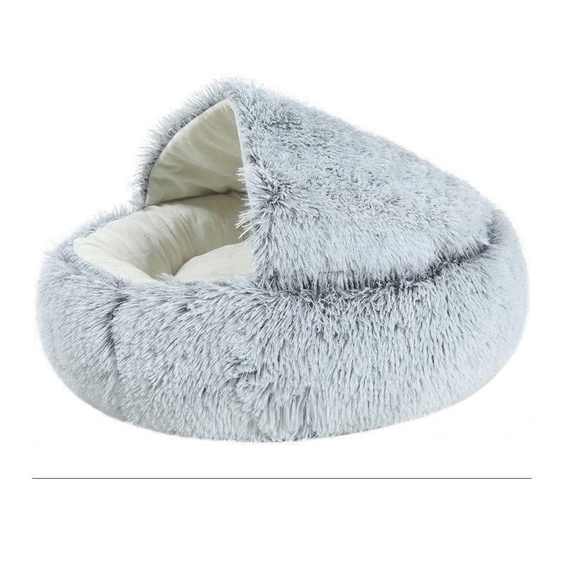 Crystal Velvet Semi-Enclosed Cat Bed