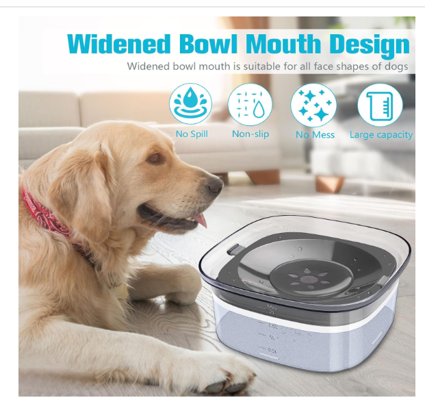 Spill-Proof Slow-Feed Pet Water Bowl (2L & 4L)