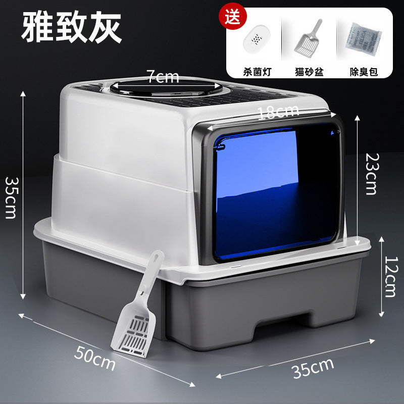 Extra Large Enclosed Cat Litter Box with Drawer System
