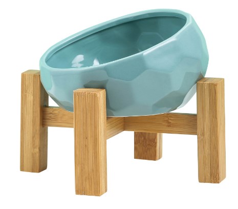 Ceramic Pet Bowl for Cats and Dogs with Oblique Mouth