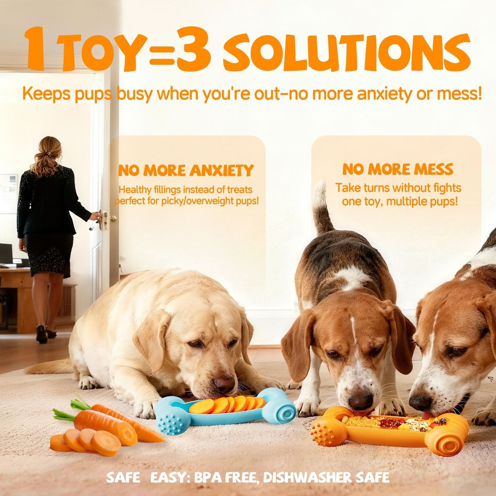 2-Piece Dog Lick Bones Chew Toys