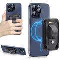 Magnetic Phone Wallet Magnetic Wallet for Back of Phone Grip Stand Leather Phone Credit Card Holder Kickstand Compatible for Magsafe Mag Safe iPhone 16/15/14/13/12 Series 5 Cards Black