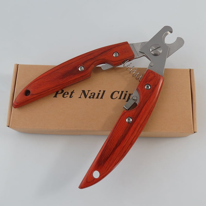 Pet Nail Clippers Set with Wooden Handle for Dogs