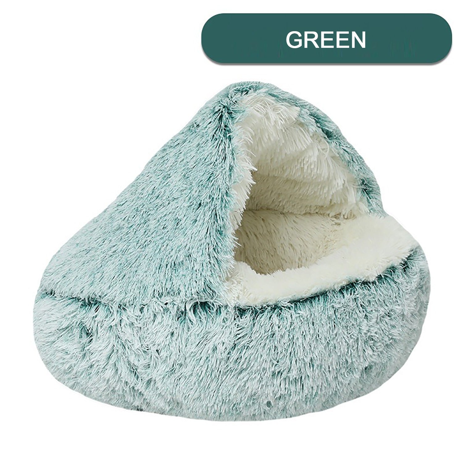 Plush Round Hooded Cat Bed