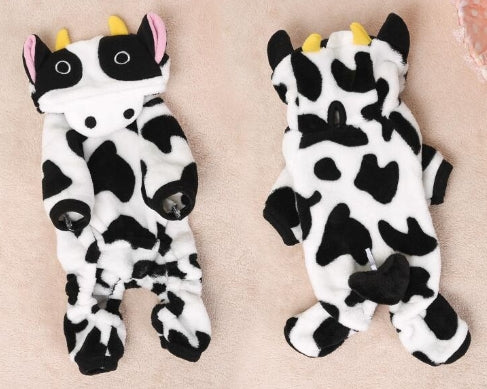 Cute Warm Cow Pajamas for Pets - Teddy, Corgi, and More