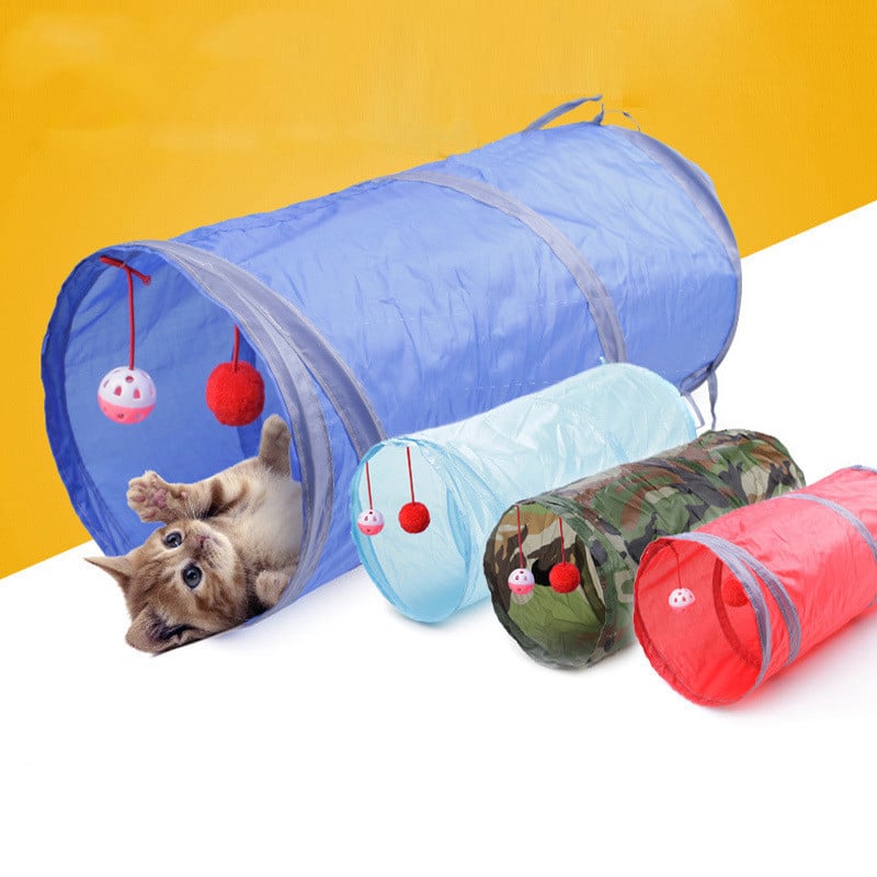 Collapsible Cat Tunnel with Ringing Paper Puzzle Toy