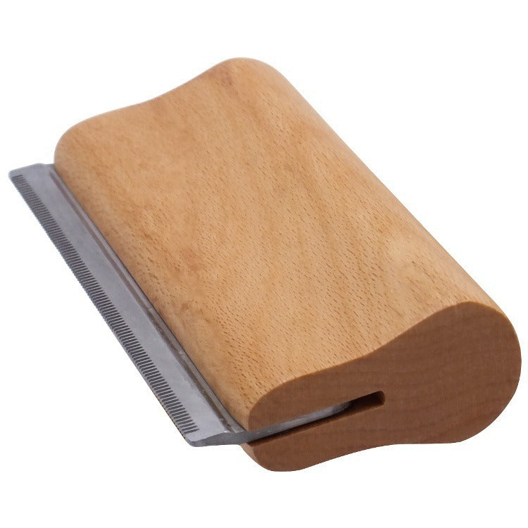 Solid Wood Handle Pet Hair Removal Comb