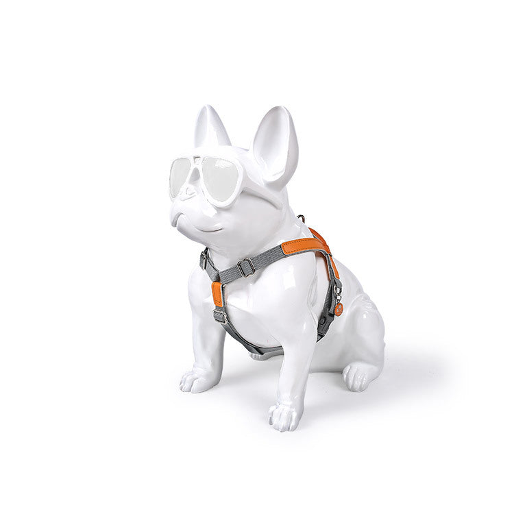 Leather Dog Chest Harness Vest with Nylon Leash Set