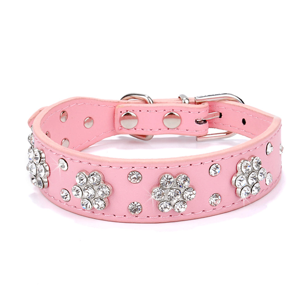 Korean Velvet Pet Leash with Rhinestone Design