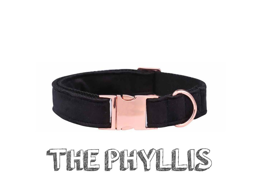 Black Fabric Dog Collar with Leash Set and Metal Buckle