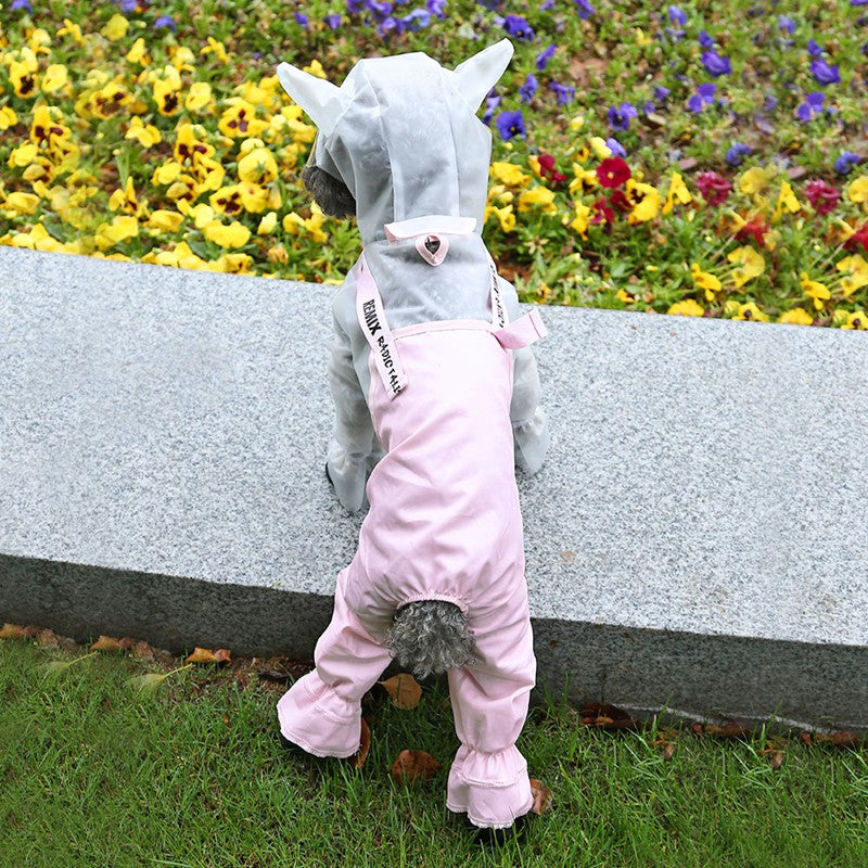 Waterproof Raincoat for Dogs with Cute Horns and Pants