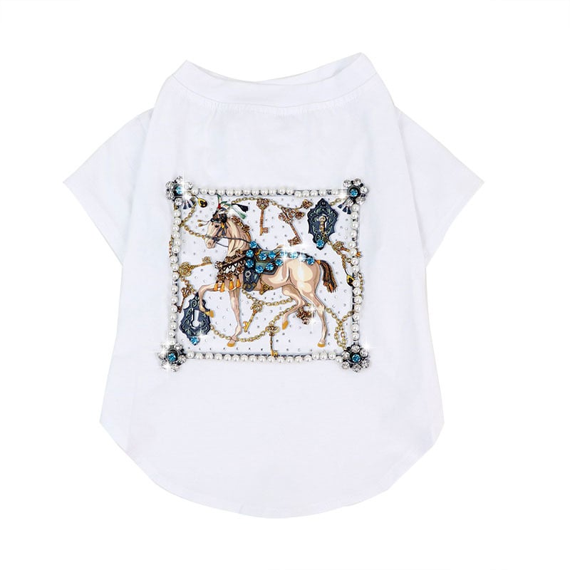 Schnauzer Summer Thin T-shirt with Diamond Accents