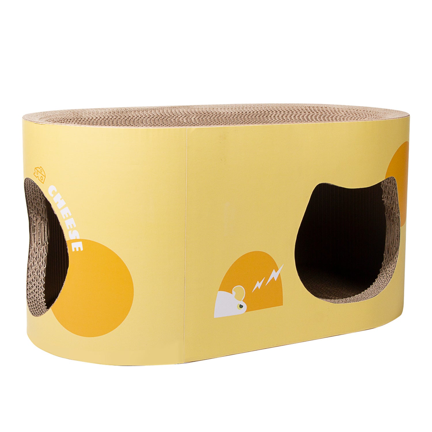 Corrugated Cat Scratching Board with Wooden Tunnel