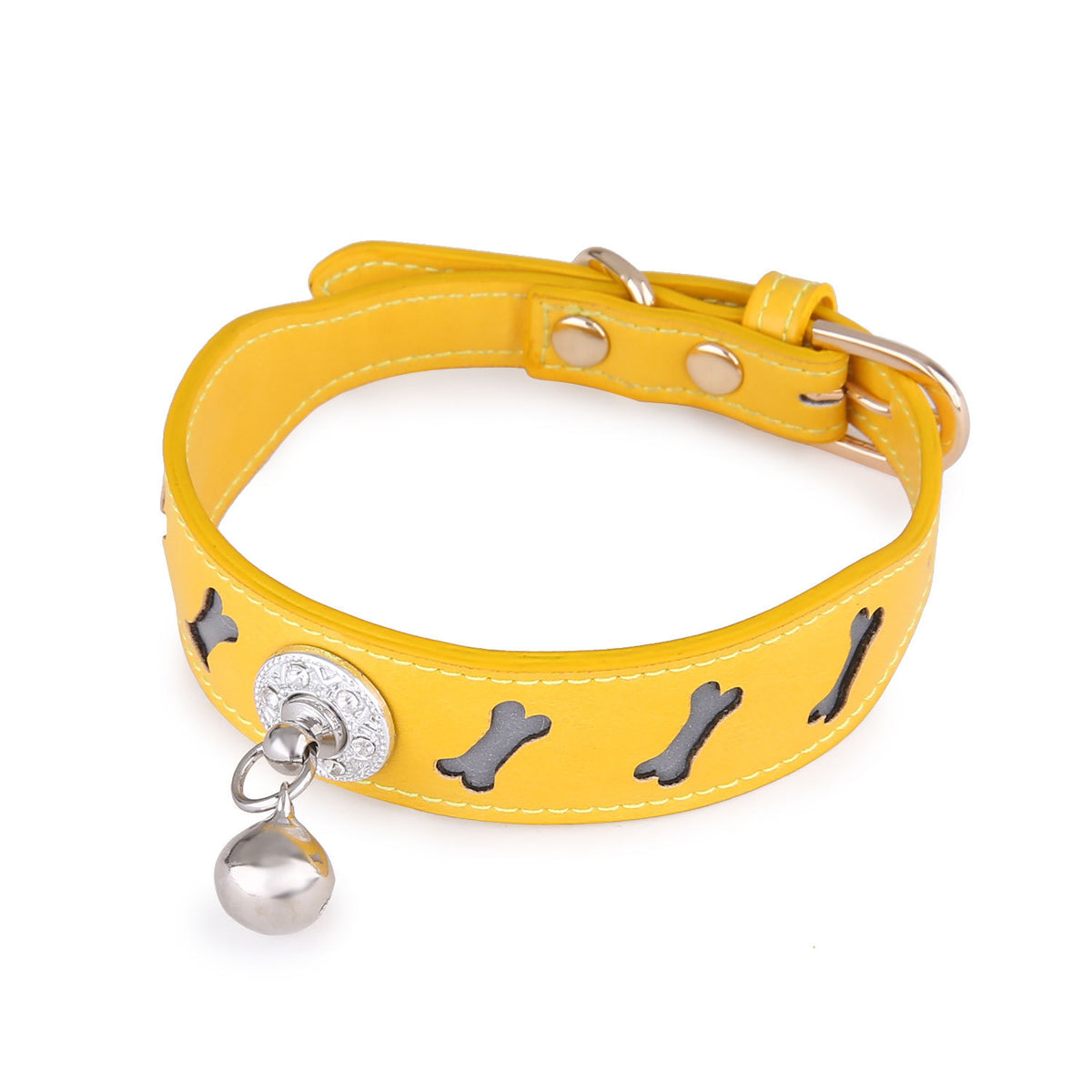 Reflective Bone-Shaped Pet Collar with Bell