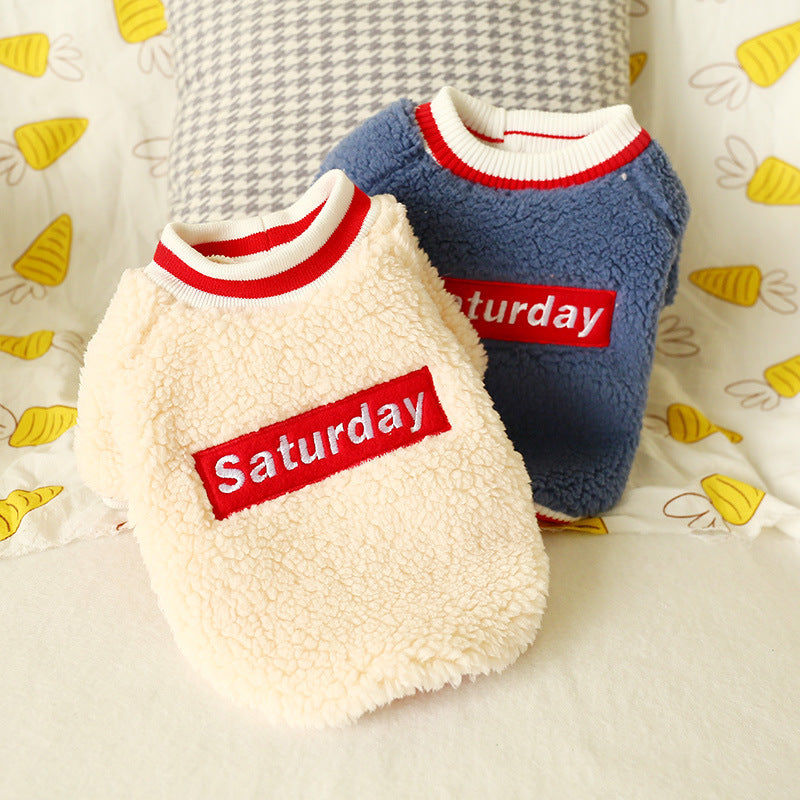 Teddy Dog & Cat Autumn/Winter Fleece Round Neck Outfit