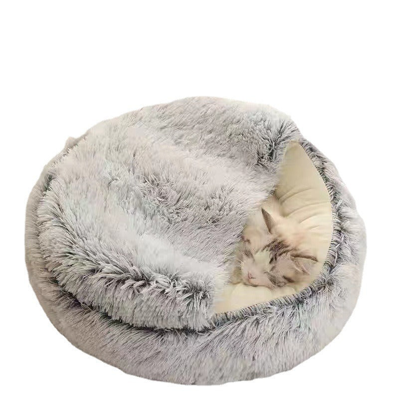Semi-Closed Cat Bed with Shell Cover for Small Pets