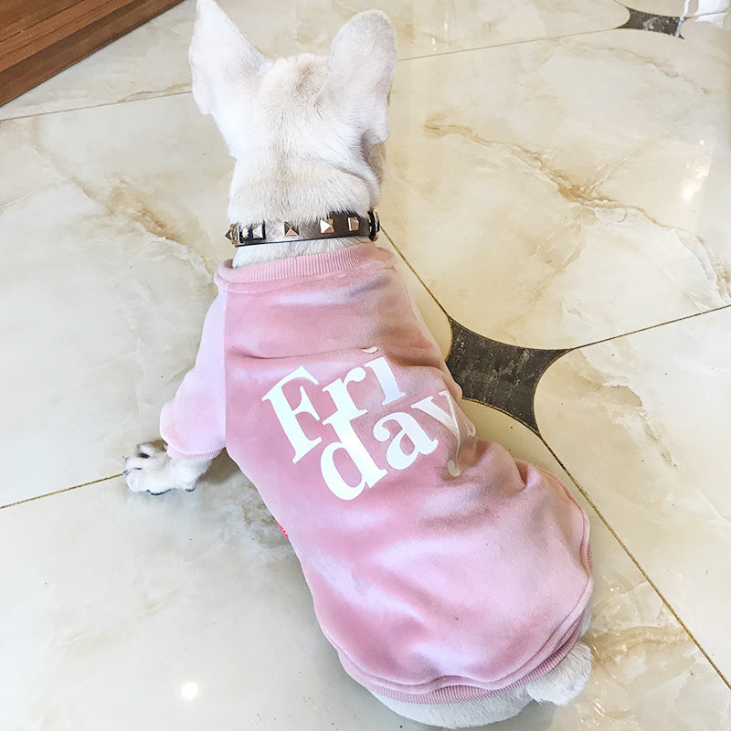 Double-Sided Thick Gold Velvet Dog Sweatshirt
