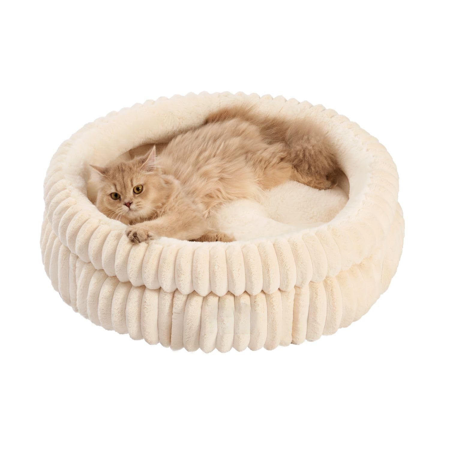 Washable Plush Cat Bed with Anti-Slip Bottom