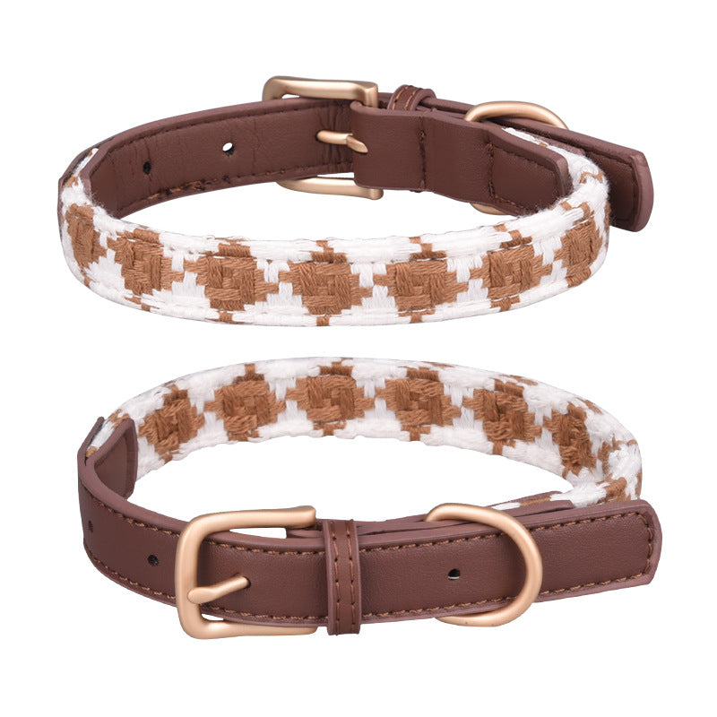 Prismatic Plaid Dog Collar - Soft Woven Design