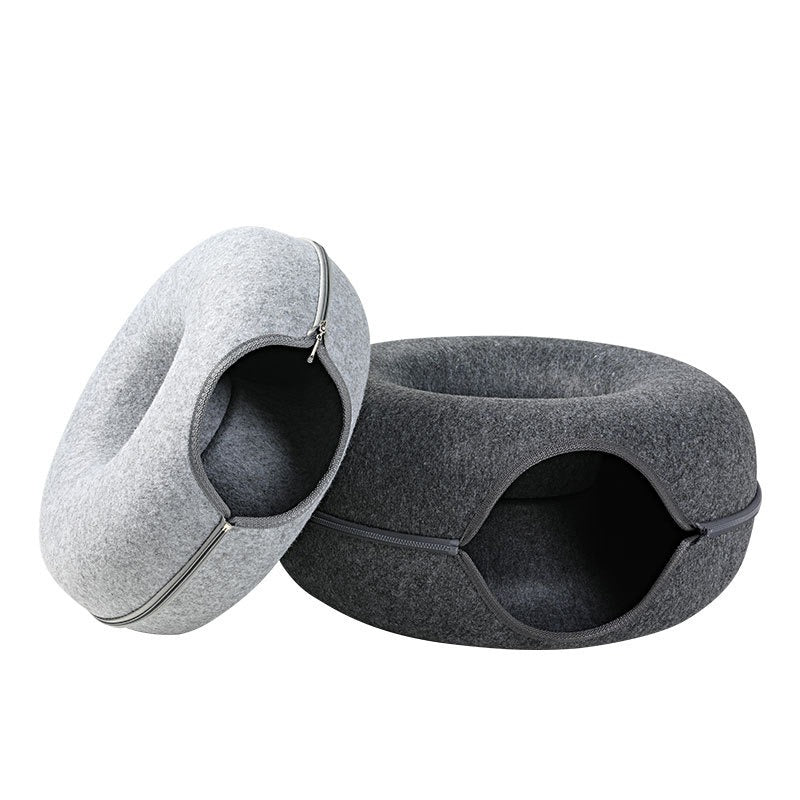 Felt Cat Tunnel Nest Dual-Use Round Bed