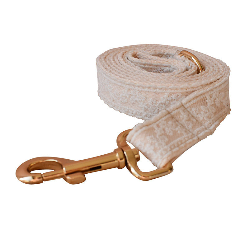 Lace Pet Collar with Metal Buckle and Bow Design