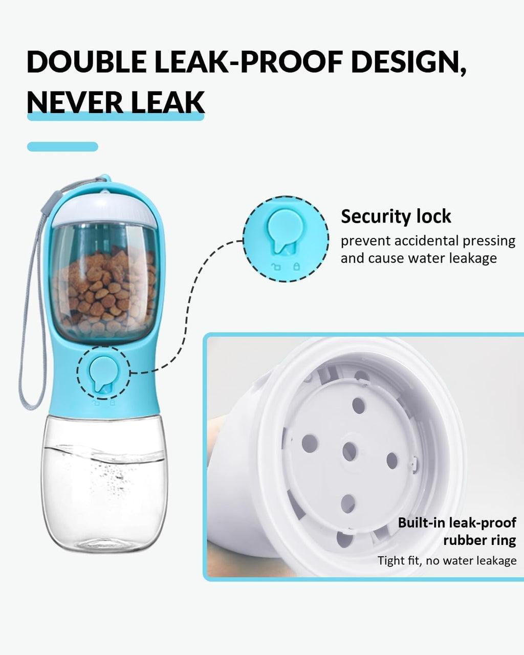 Portable Pet Water Bottle with Food Container