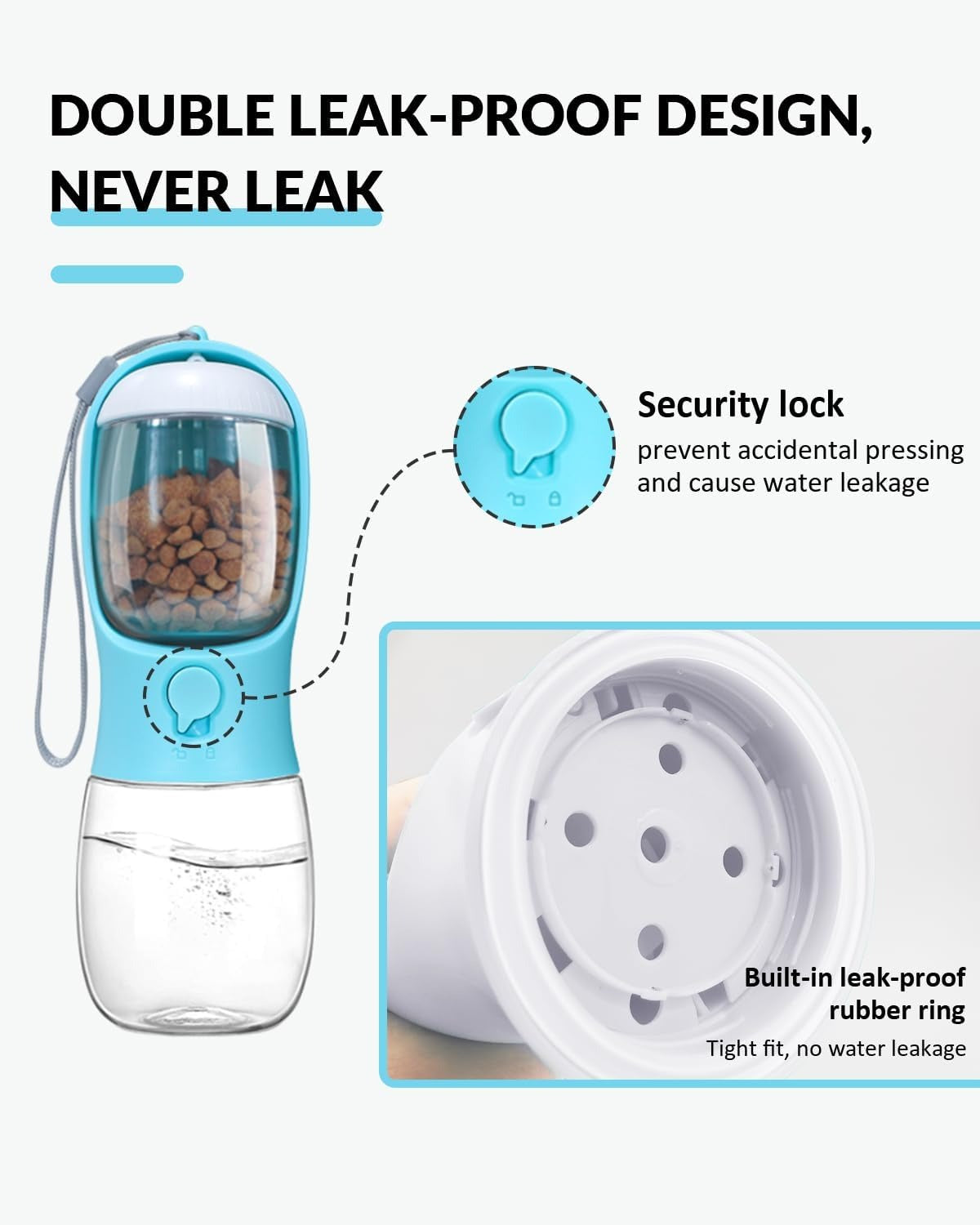 Portable Pet Water Bottle with Food Container