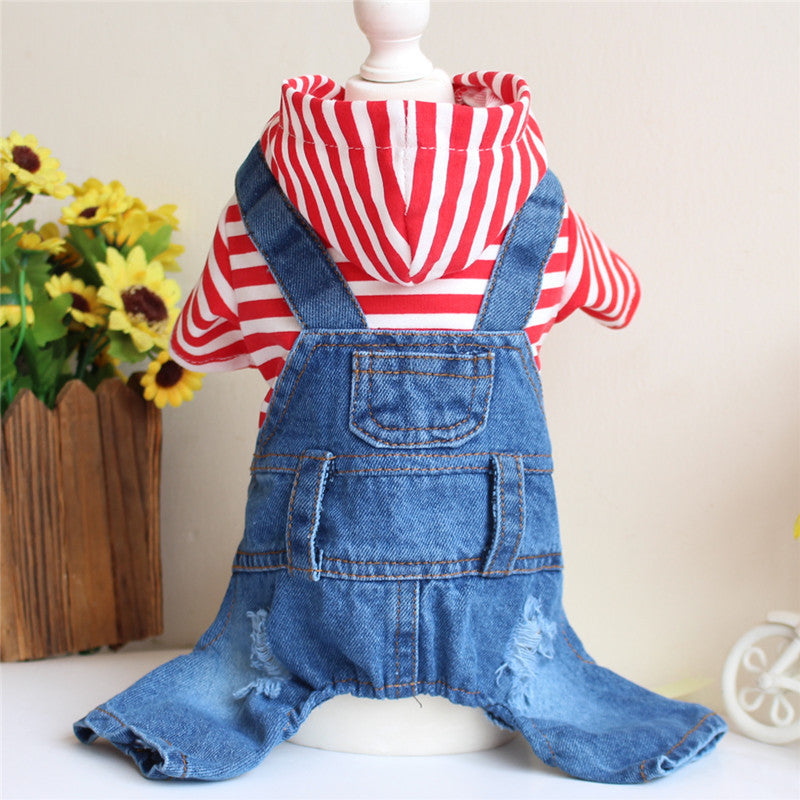Denim One-Piece Suit for Pets with Four Legs
