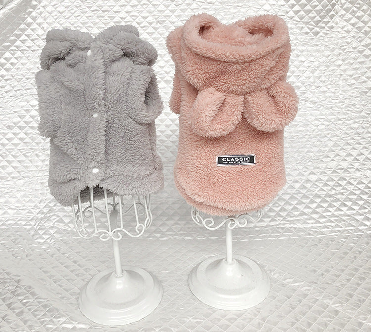 New Bear Ear Hoodie for Teddy Dogs in Solid Color