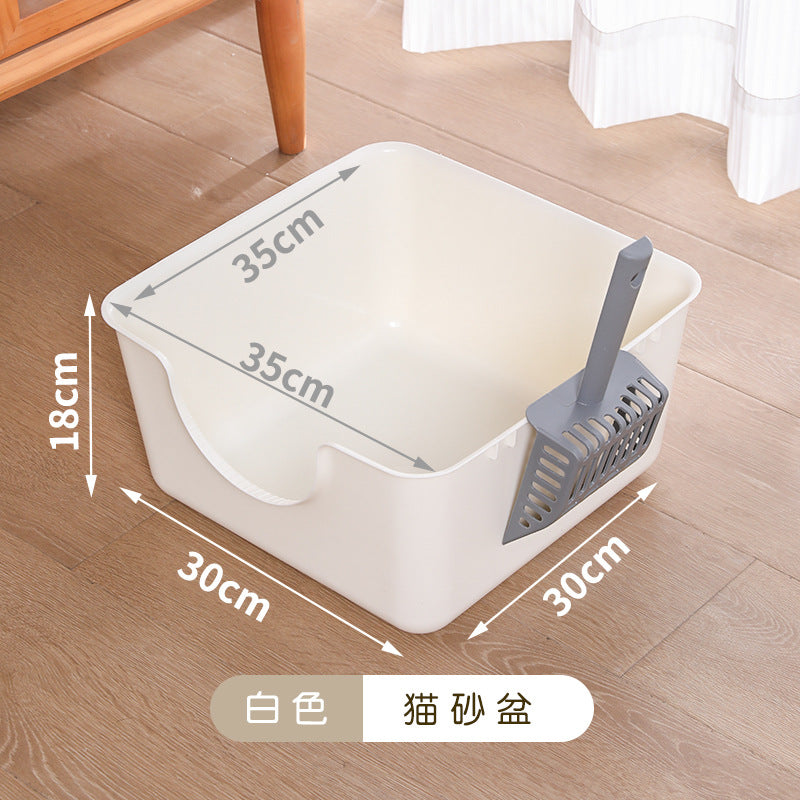 Large Thick Semi-Enclosed Cat Litter Box for Pets