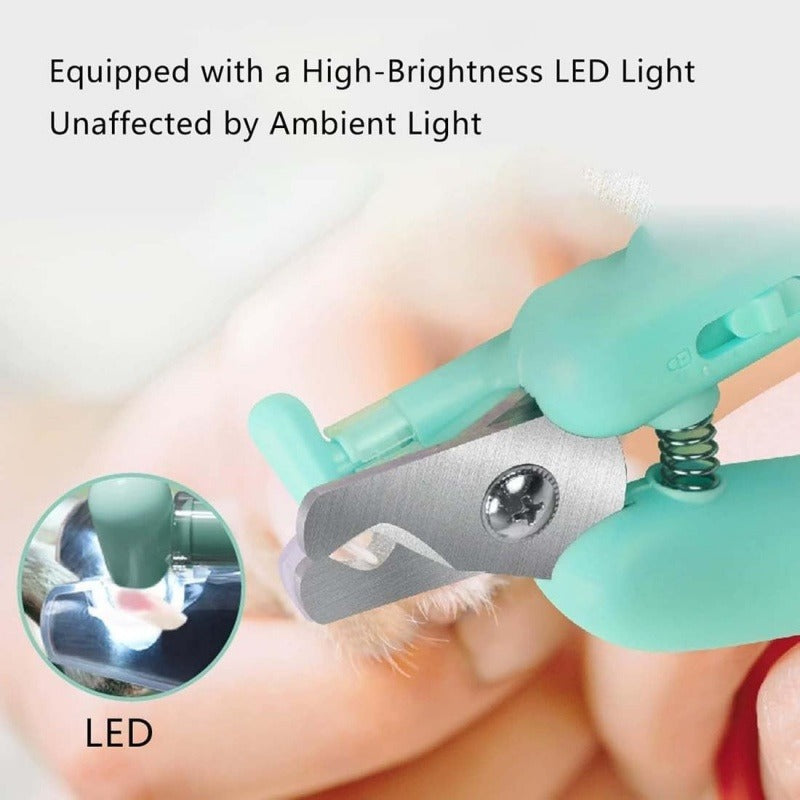 White Pet Nail Trimmer with Light 2-in-1 Clipper & Grinder