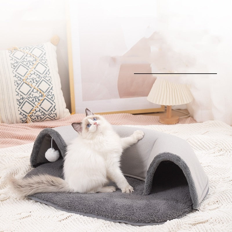 Plush Cat Tunnel Bed