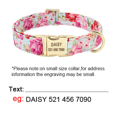 Personalized Floral Dog Collar and Leash Set for Dogs