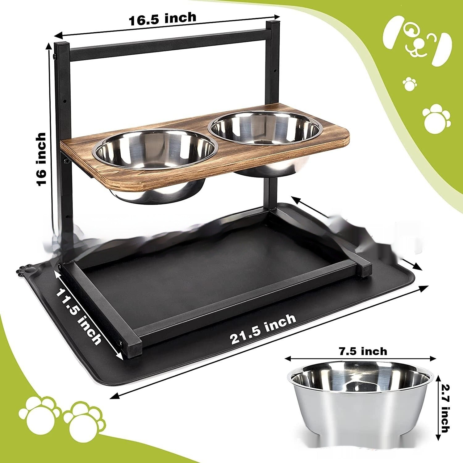 Large 2-Piece Dog Food & Water Bowl Set
