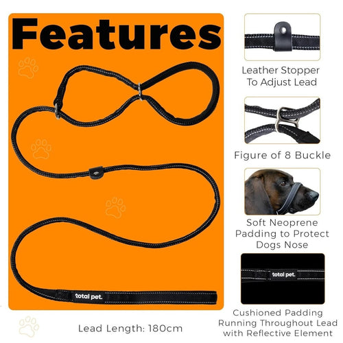 Anti-Bite Muzzle Leash for Dogs with Waste Bag Dispenser