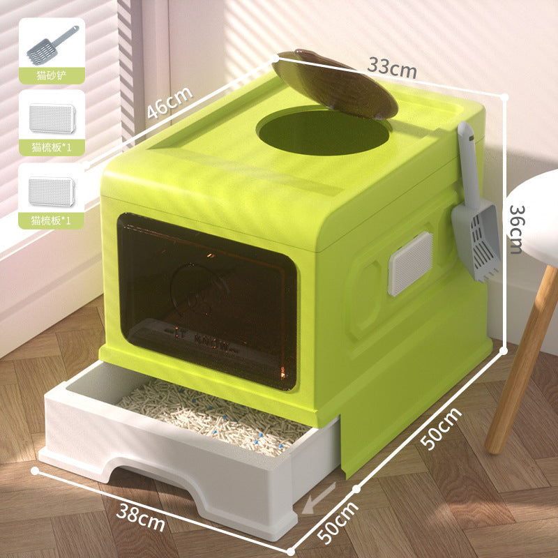 Large Enclosed Cat Litter Box with Door for Pets