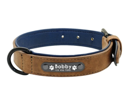 Personalized Leather Collar for Large Dogs (One Piece)