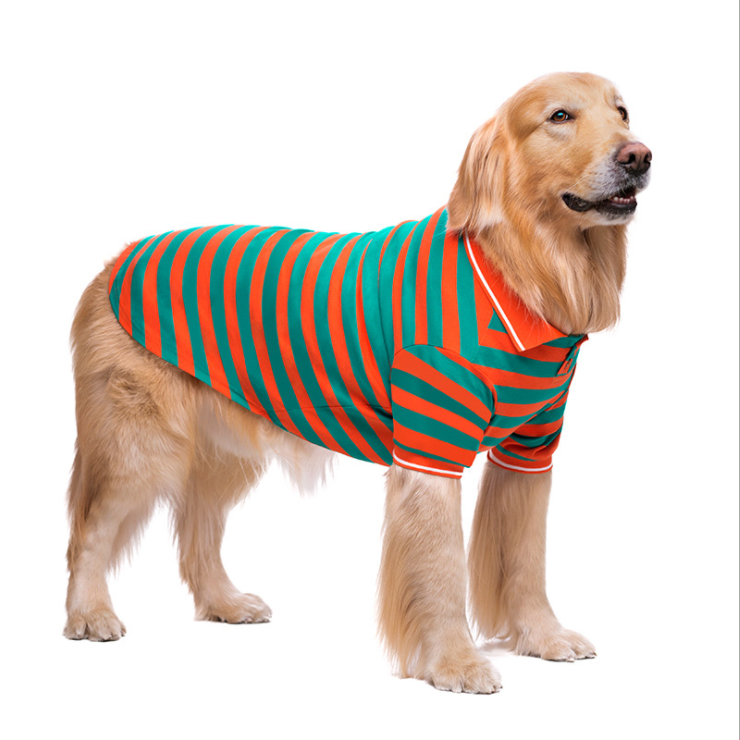 Lightweight Striped Polo Shirt for Large Dogs