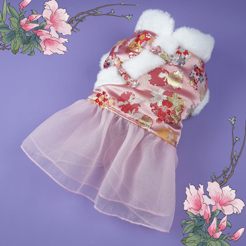 Festive Thick Cotton Warm Skirt for Dogs