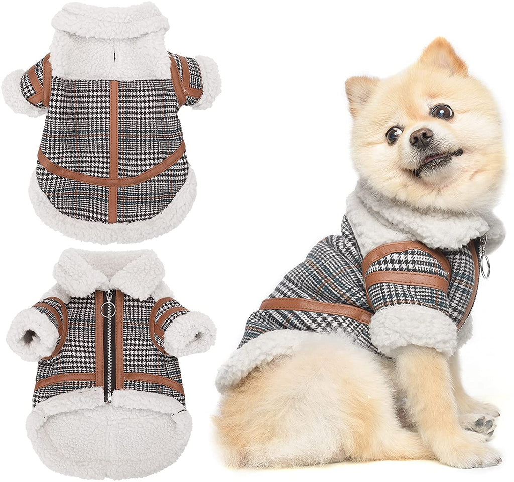 Plaid Warm Lamb Velvet Clothes for Two-Legged Pets