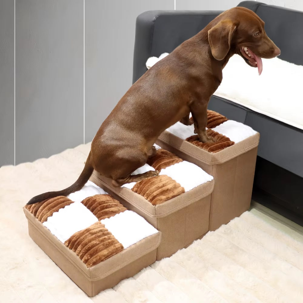 Chessboard Dog Stairs with Storage