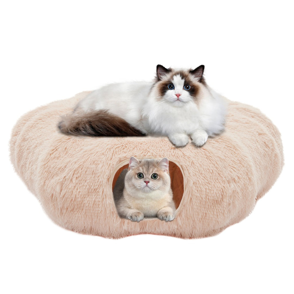 Cat Tunnel with Plush Bed for Cats