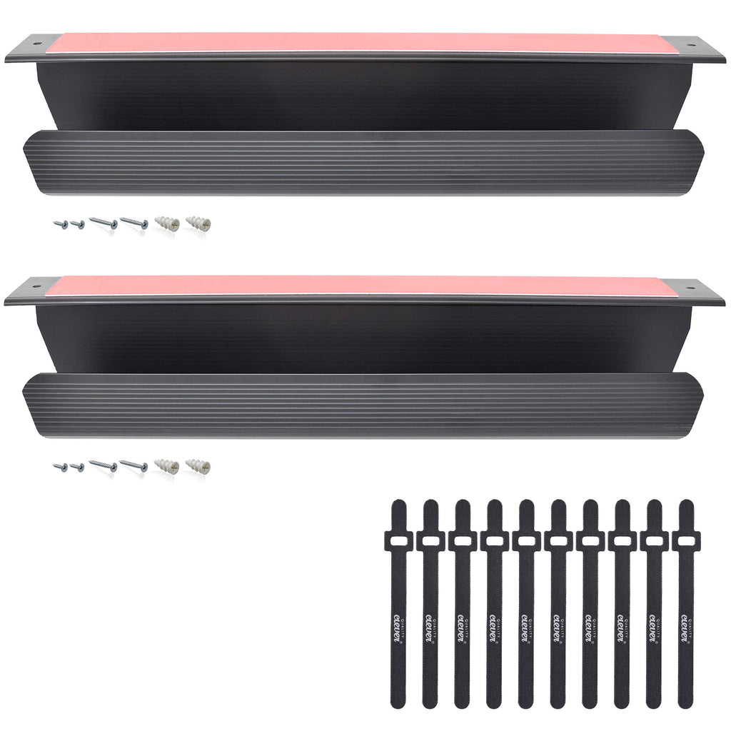 Cable Management Tray Under-Desk On-Wall or Side-of-Desk 17x4x2.4” 2-PK Hide & Organize Your Cables Power Supplies and Power Strips Bonus 10-Pk Cable Ties