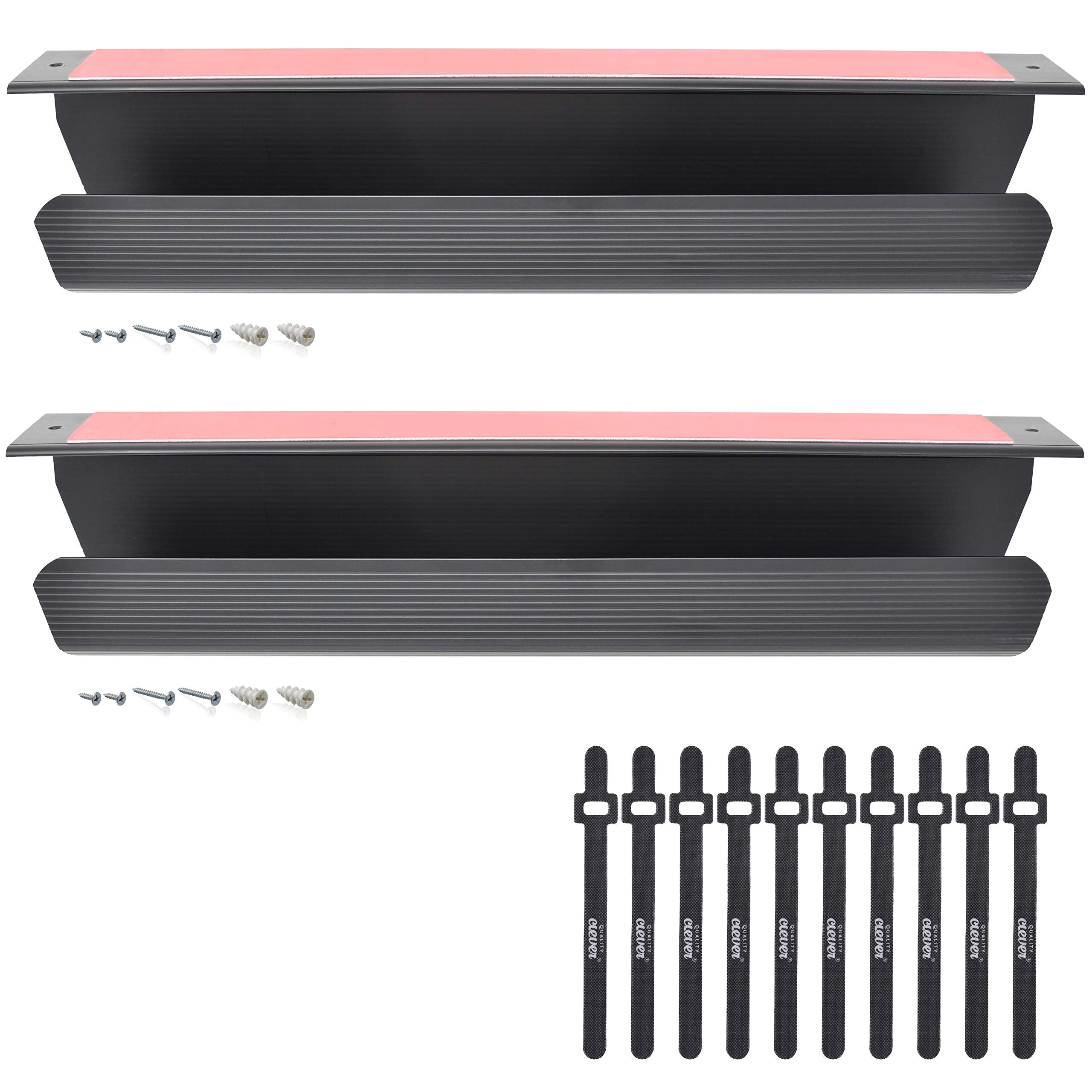Cable Management Tray Under-Desk On-Wall or Side-of-Desk 17x4x2.4” 2-PK Hide & Organize Your Cables Power Supplies and Power Strips Bonus 10-Pk Cable Ties