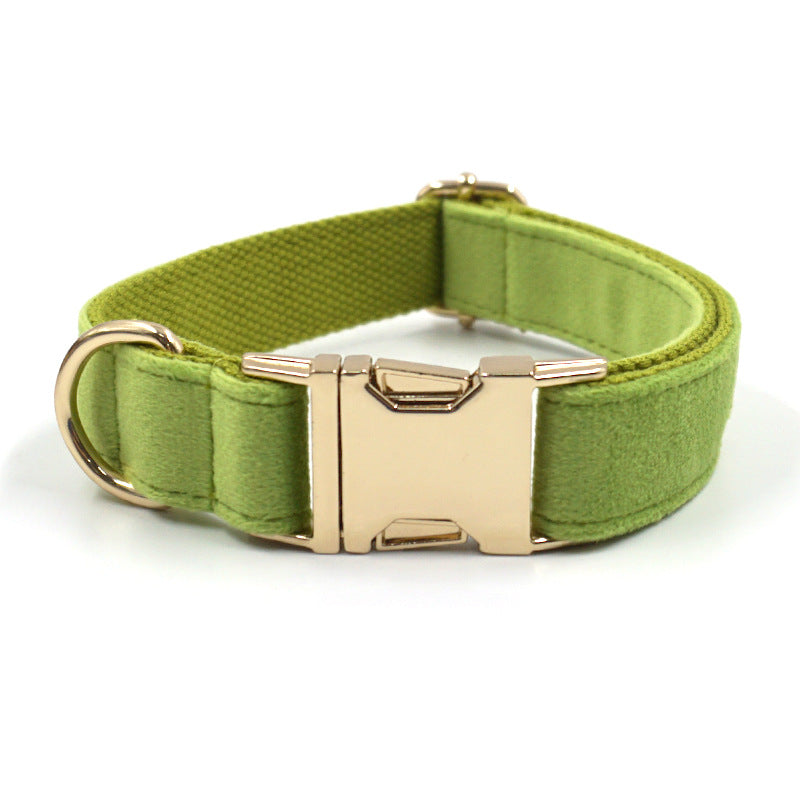 Matcha Green Velvet Dog Collar - Simple Design