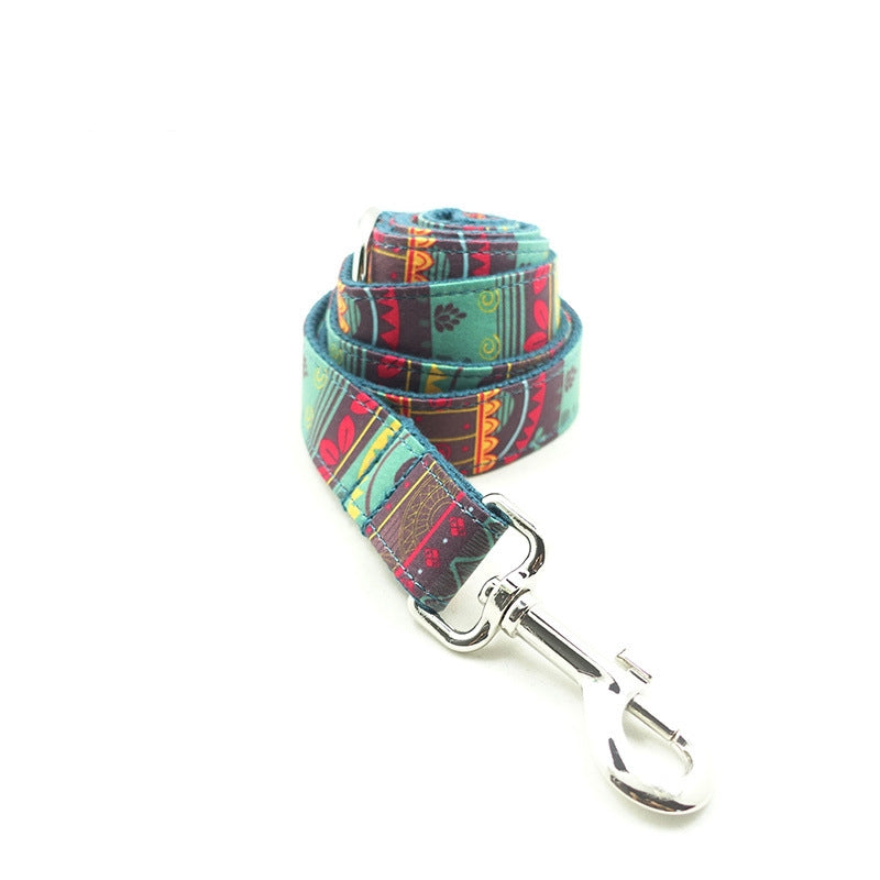 New Ethnic Style Dog Collar with Unique Pattern Leash