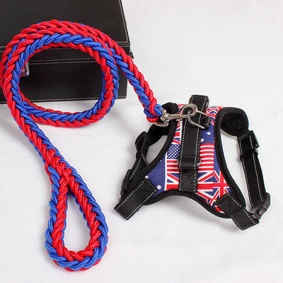 Nylon Medium Large Dog Harness with Reflective Collar