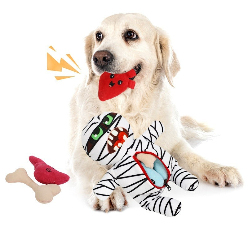 Plush Mummy Pet Food Hiding Toy Set
