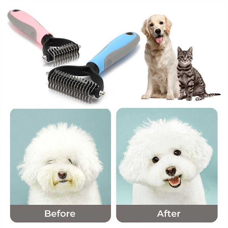 Double-Sided Pet Grooming Deshedding Brush